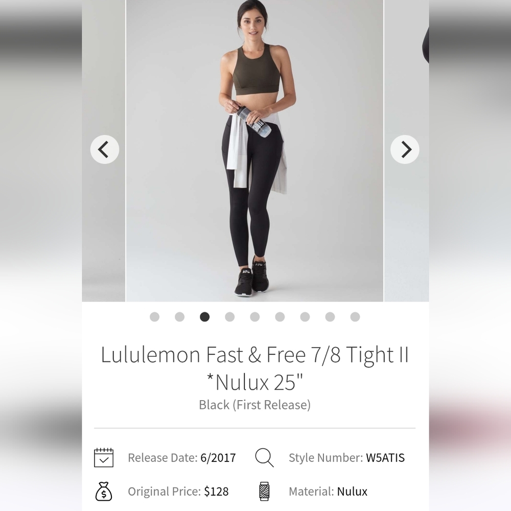 lululemon athletica Black 7/8 Fast & Free Tights